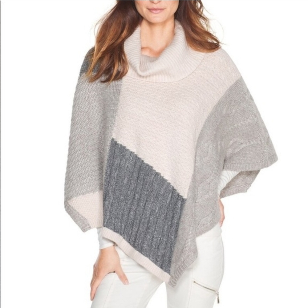 White House Black Market Patchwork Poncho Sweater Size Medium